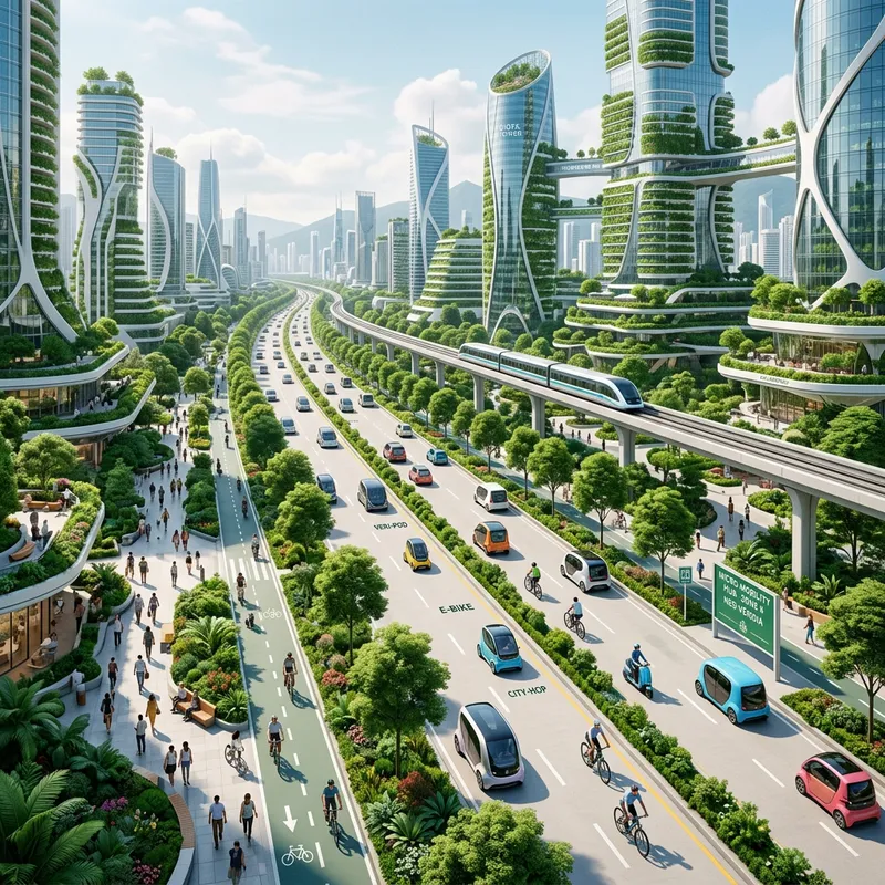 Futuristic Clean City with Green Spaces