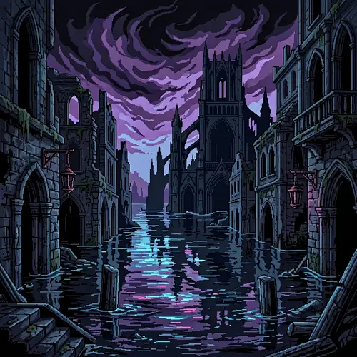 Pixel Art Background for 'La Orilla Anegada'