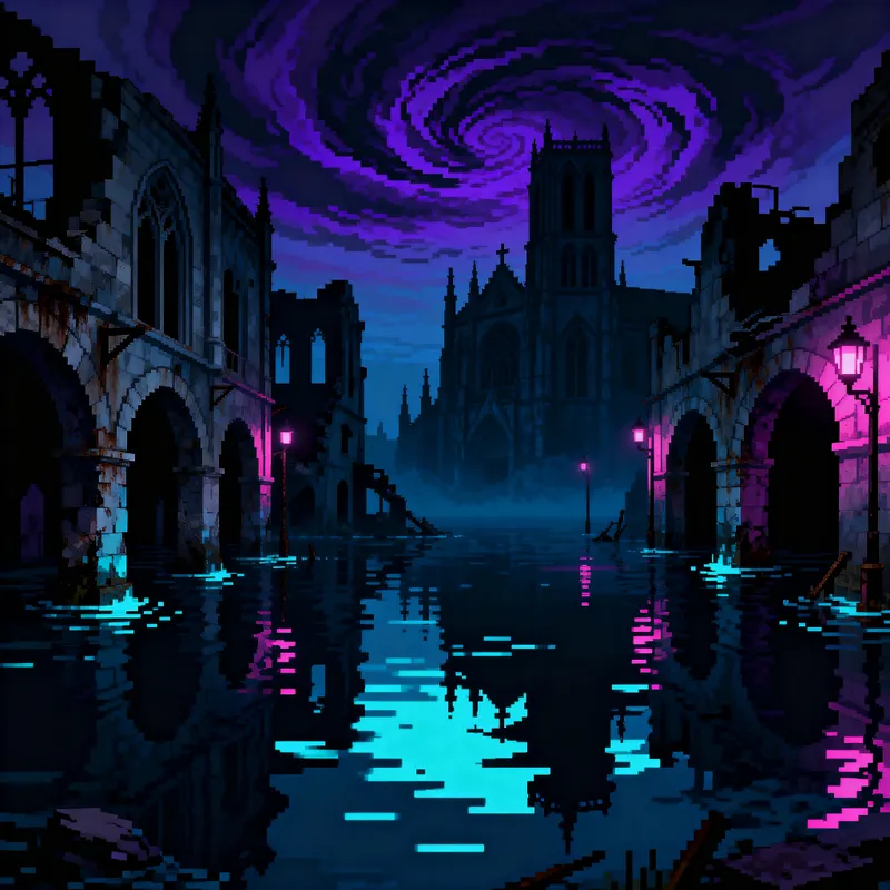 Pixel Art Background for 'La Orilla Anegada'