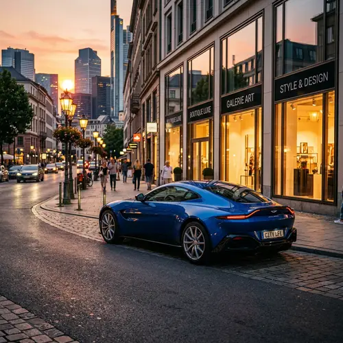 Stylish and Modern Car in Vibrant Color on Well-Lit Street