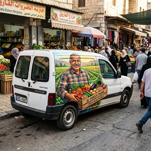 Vibrant Middle-Eastern Farmer Mural on Peugeot Partner Van