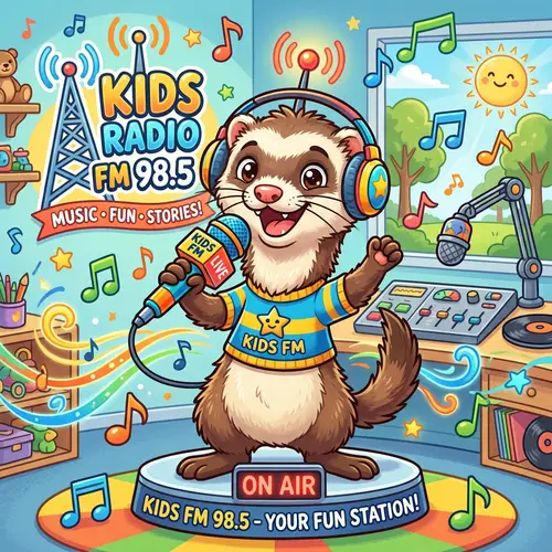 Cartoon Cute Ferret Mascot for Kids' Radio Station