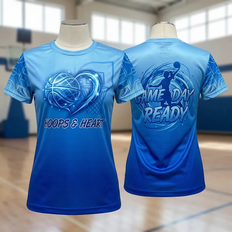Cool Blue Basketball Girls Dry Fit T-Shirt Design | Stylish & Comfortable