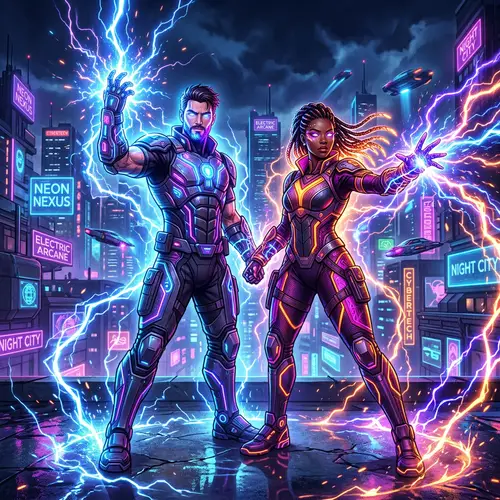 Dynamic Electric Magicians Art - Cyberpunk Inspired