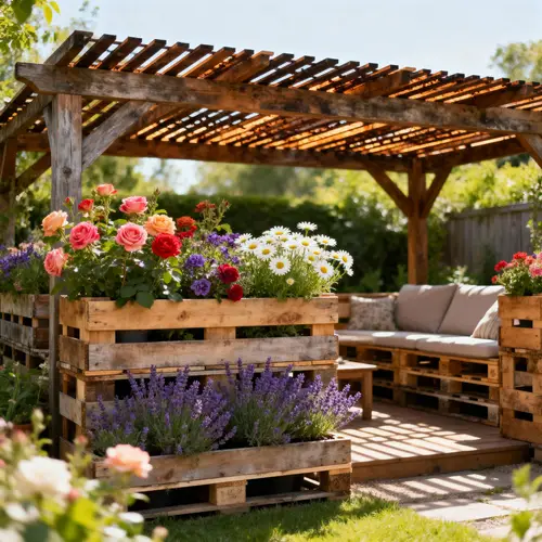 Palette Wood Garden Decor with Grilled Wooden Roof