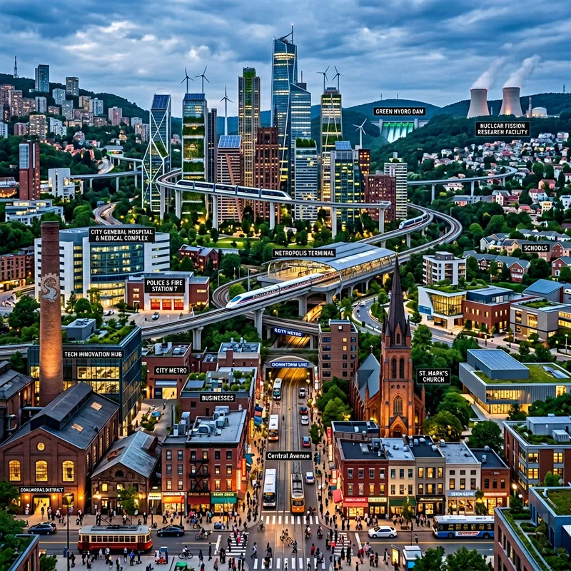 Futuristic Green City: Blending Technology & Tradition