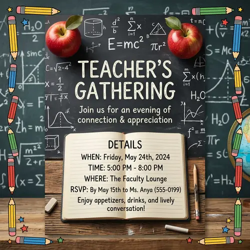 Teacher's Gathering Invitation Design | Chalkboard Theme