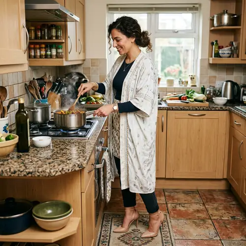 Stylish Arab Women in Heels Cooking