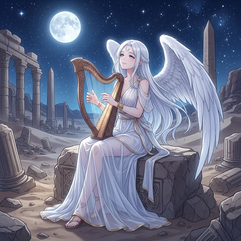 Princess Serenity Harp Player in Moonlit Serenity