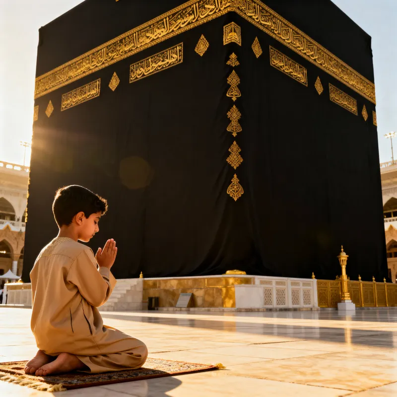 A Boy's Prayer at the Kaaba: A Moment of Faith