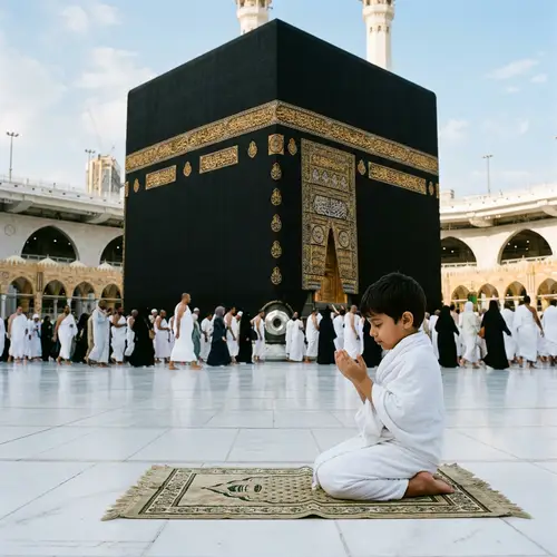 A Boy's Prayer at the Kaaba: A Moment of Faith
