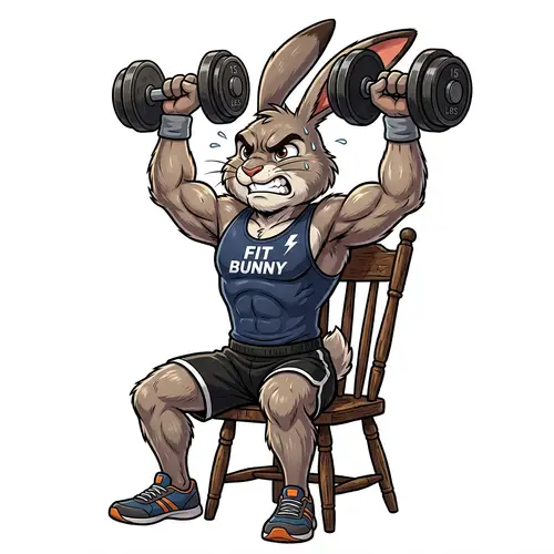 Muscular Cartoon Rabbit in Workout Gear