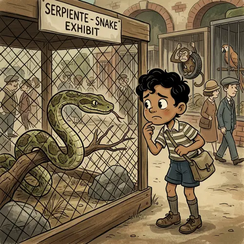 Curious Young Boy Visits Zoo and Sees Snake