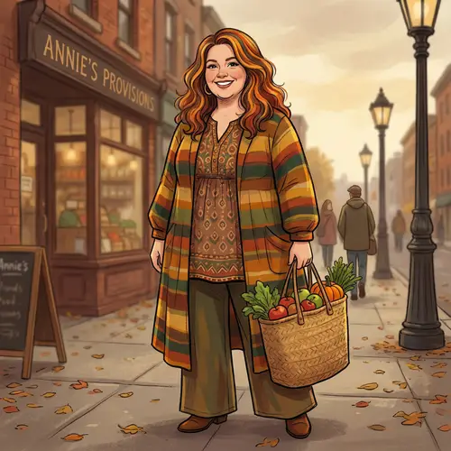 Modern Mature Beauty - Fashionable Striped Outfit Illustration