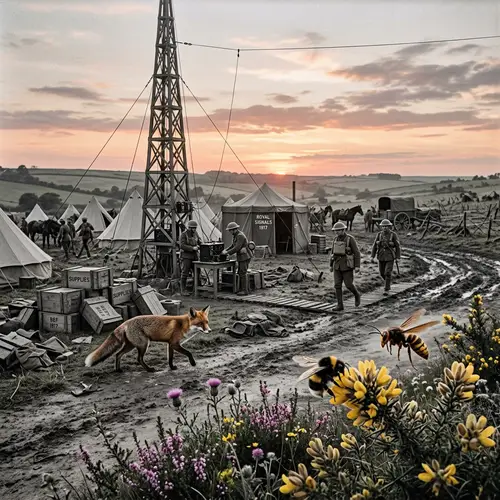 Military Scene with Fox, Hornet, and Bumblebee