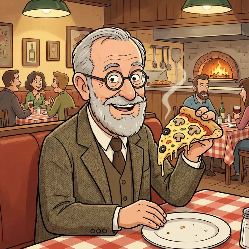 Cartoon Style Man Enjoying Pizza - Spanish Politician Look