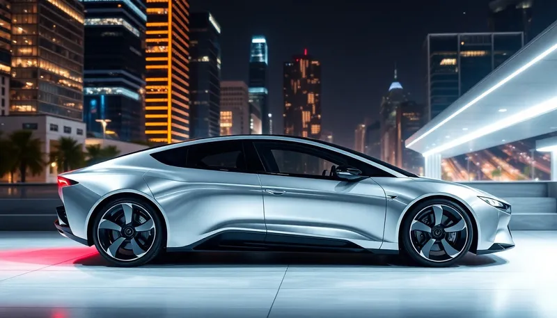 Futuristic Modern Car in Urban Setting Futuristic Modern Car in Urban Setting