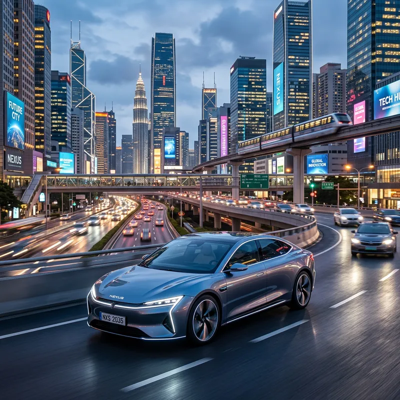 Futuristic Modern Car in Urban Setting Futuristic Modern Car in Urban Setting