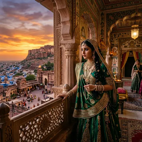 Indian Princess Awaiting Her Lover in Historic Setting