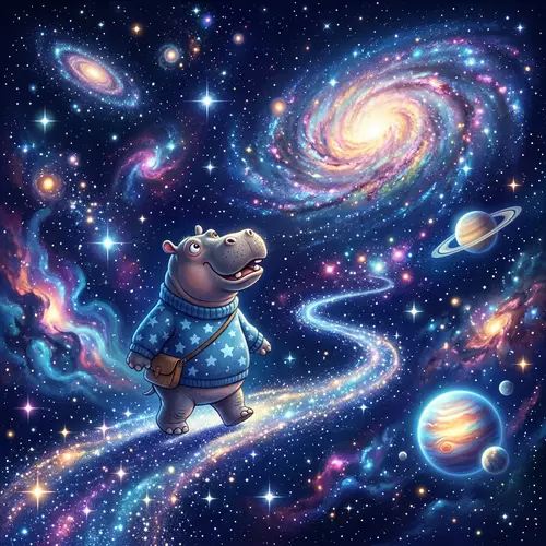 Harold the Hippo Marvels at the Vastness of the Universe