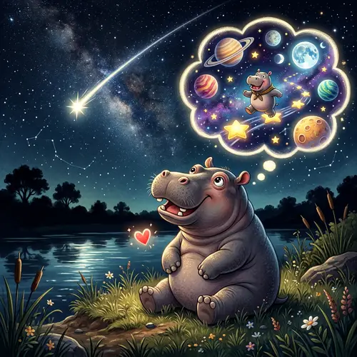 Harold the Hippo's Dream Journey Among Stars and Planets
