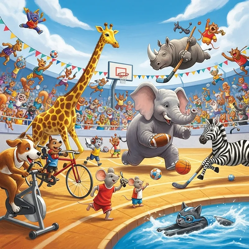 Whimsical Animal Fitness Fiesta at the Olympics Whimsical Animal Fitness Fiesta at the Olympics