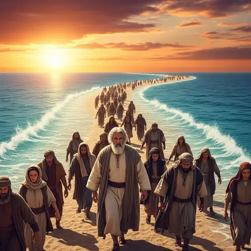 Moses Leads Israelites Through the Red Sea
