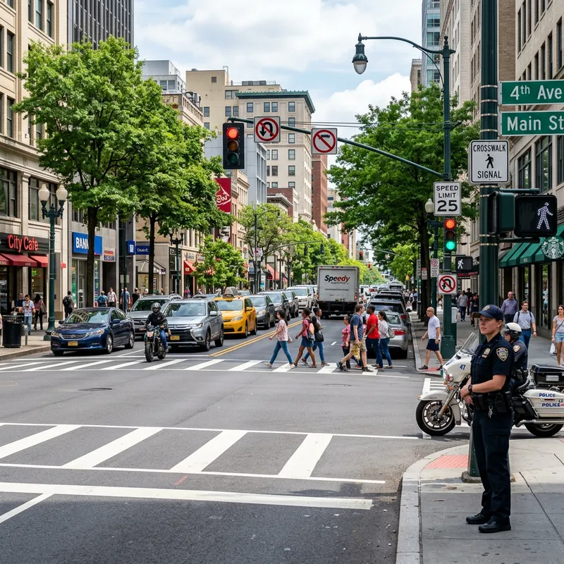Bustling City Traffic: Traffic Laws Strictly Enforced Bustling City Traffic: Traffic Laws Strictly Enforced