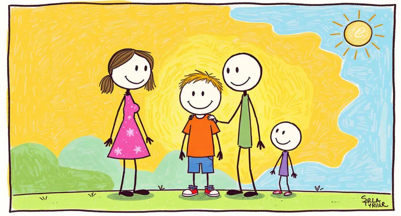 Playful Stickman Family Art
