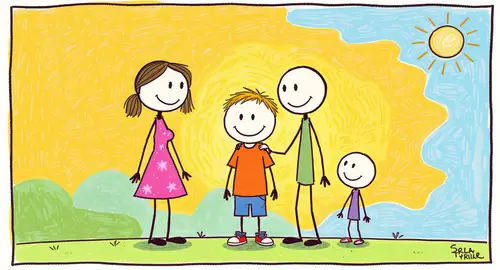 Playful Stickman Family Art