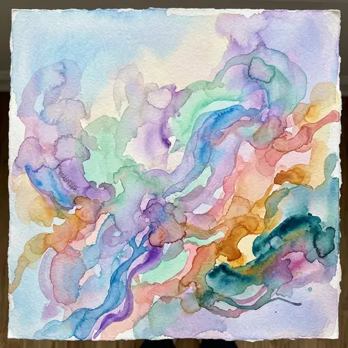 Abstract Watercolor Painting: Fluid Forms & Soft Transitions