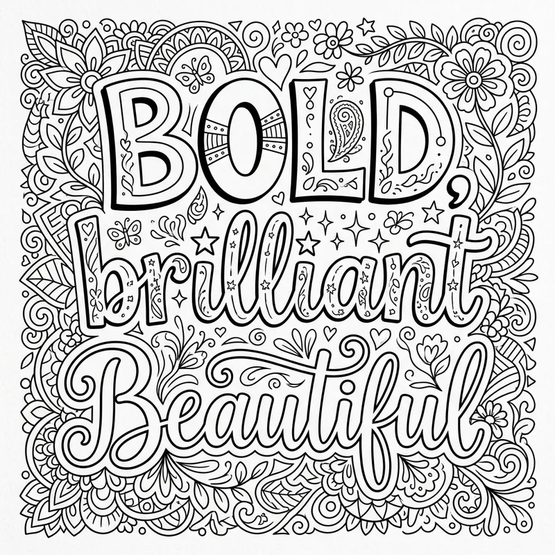 Bold, Brilliant, Beautiful Coloring Page Bold, Brilliant, Beautiful Coloring Page