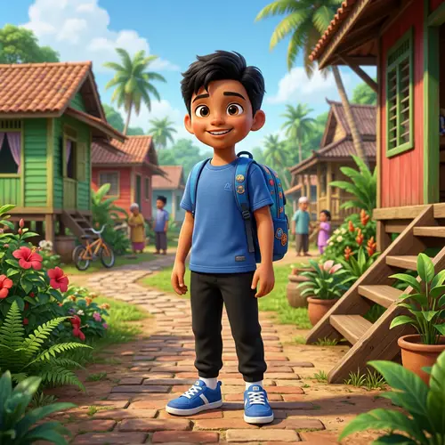 10-Year-Old Malay Boy in Pixar Style Art