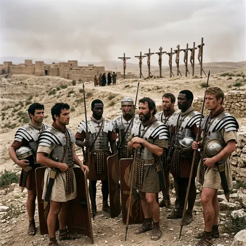 Roman Soldiers & Crucified Bodies: Ancient Scene Depiction