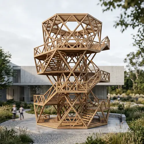 Minimalist Hexagonal Wooden Structure Design