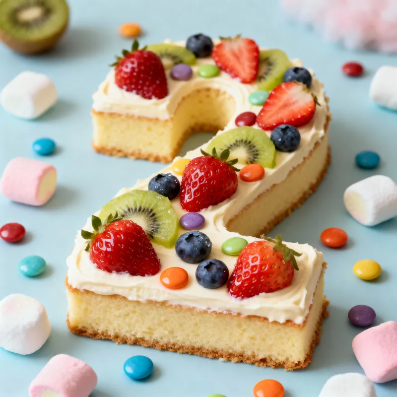 Delicious Number Cake with Fruits and Bonbons