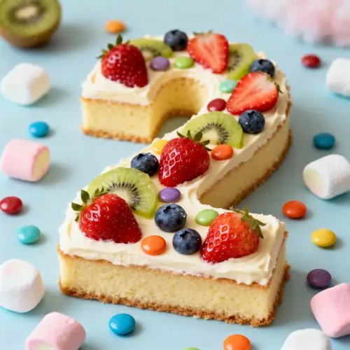 Delicious Number Cake with Fruits and Bonbons