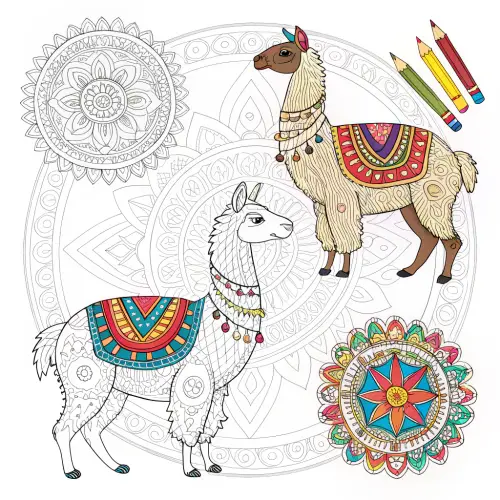 Peru Mandala Coloring Pages: Alpacas & Incas