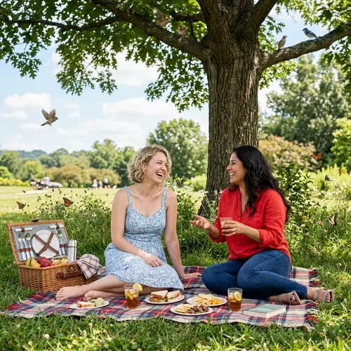 Quality Time with Friends: Relaxing Under a Tree
