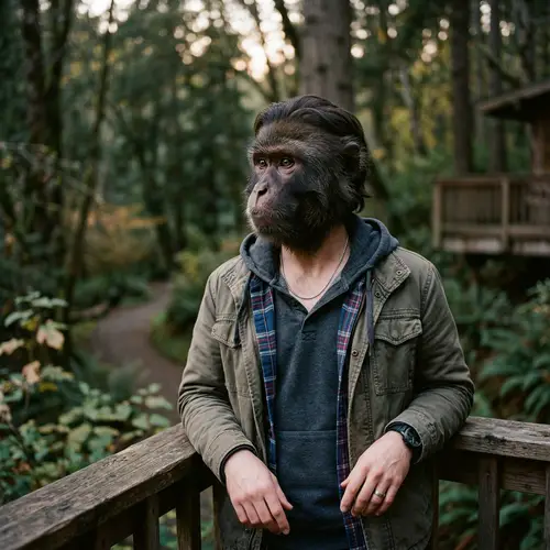 Surreal Illustration of Human-Monkey Hybrid | Artistic Vision