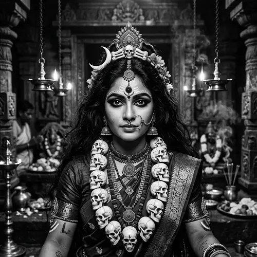Stunning Black and White Hindu Goddess Portrait