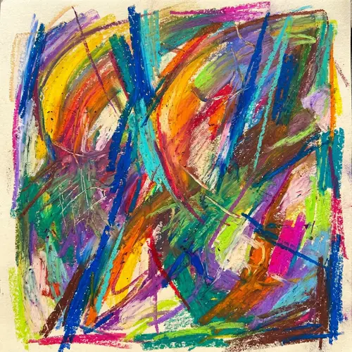 Vivid Abstract Artwork with Dynamic Colors | Oil Pastel Painting
