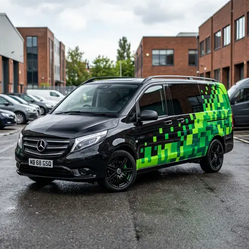 Mercedes Vito: Black & Green Square Design