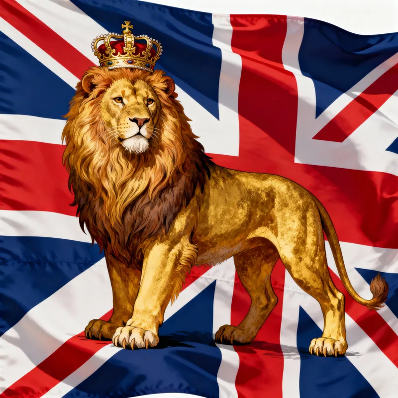 British Flag with Lion - Iconic Symbol of Pride