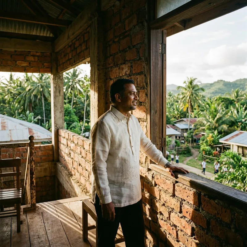Filipino Teacher in Unpainted Second Floor Building | Philippines Scene