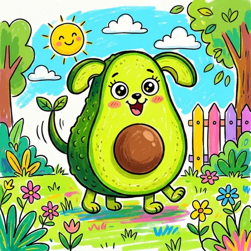 Avocado Dog Cartoon Illustration | Playful & Cheerful Artwork
