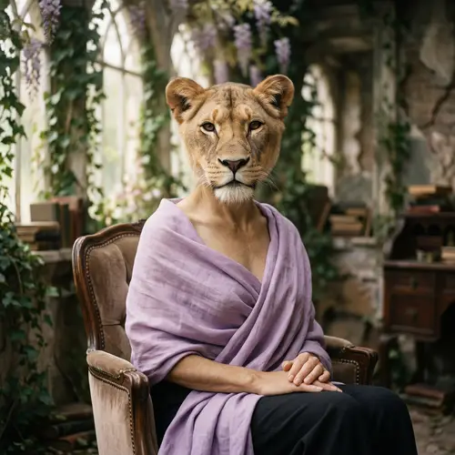 Surreal Woman with Lion Face Art