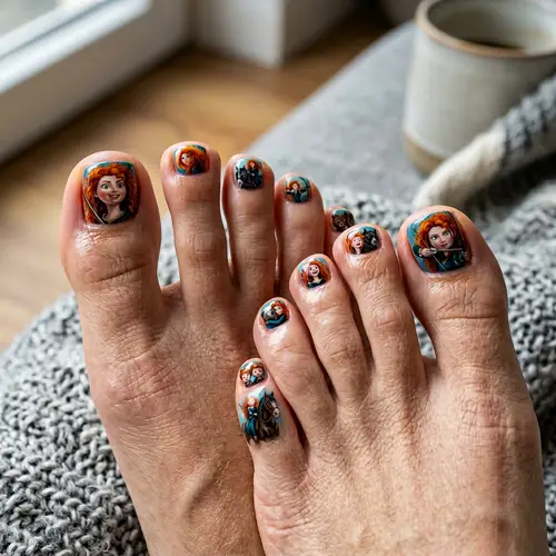 Stylish Merida Toenails | Brave Inspired Nail Art