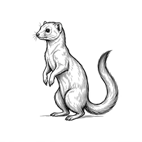 Elegant Mongoose Sketch in Black and White