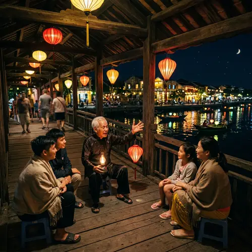Ghost Story on a Bridge in Vietnam at Night